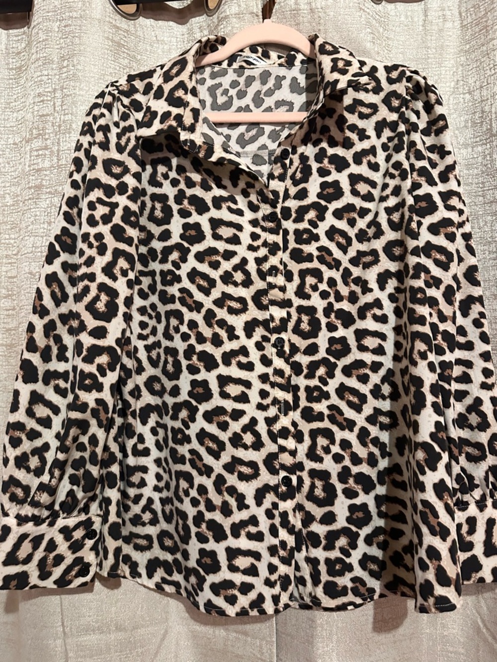 zeagoo Leopard Print Shirt in Black, Brown & Cream